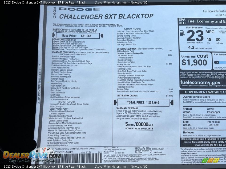 2023 Dodge Challenger SXT Blacktop B5 Blue Pearl / Black Photo #26