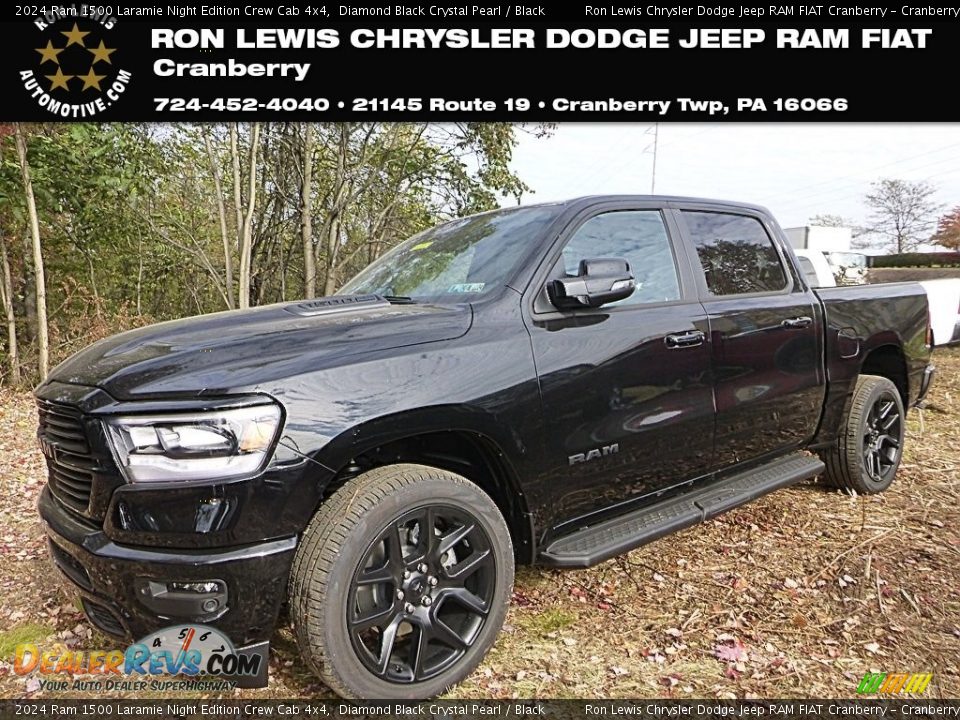 2024 Ram 1500 Laramie Night Edition Crew Cab 4x4 Diamond Black Crystal Pearl / Black Photo #1