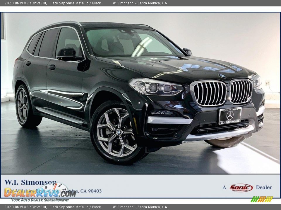 2020 BMW X3 sDrive30i Black Sapphire Metallic / Black Photo #1