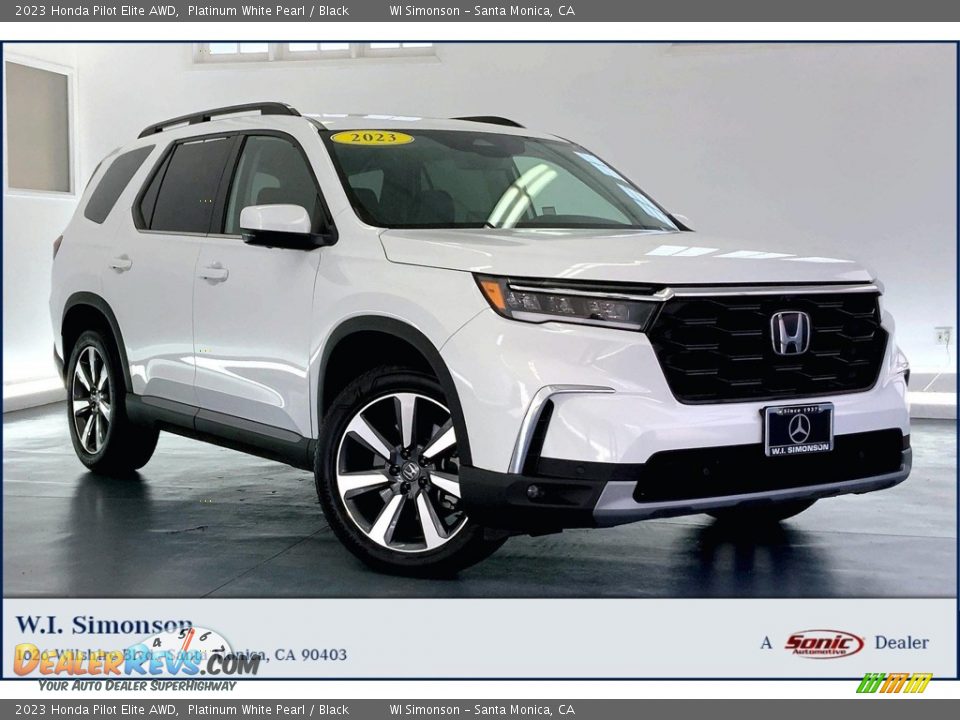 2023 Honda Pilot Elite AWD Platinum White Pearl / Black Photo #1