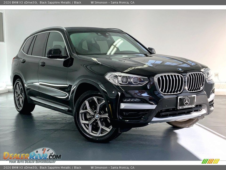 2020 BMW X3 sDrive30i Black Sapphire Metallic / Black Photo #34