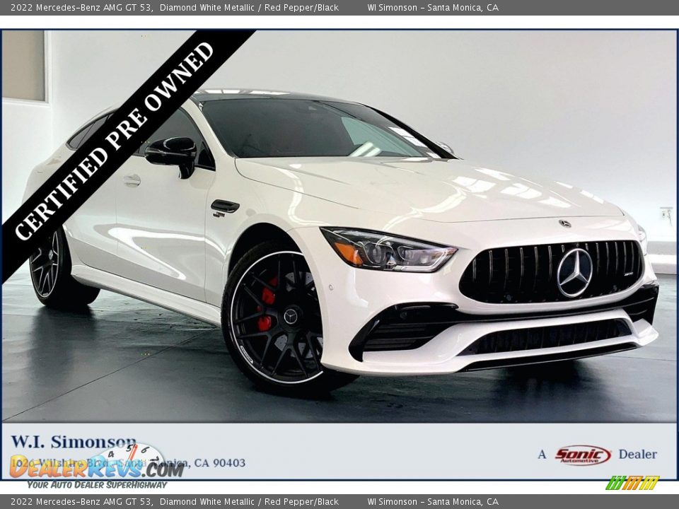 2022 Mercedes-Benz AMG GT 53 Diamond White Metallic / Red Pepper/Black Photo #1