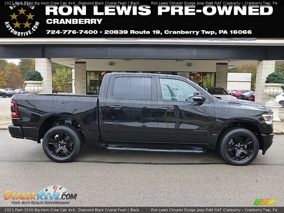 2021 Ram 1500 Big Horn Crew Cab 4x4 Diamond Black Crystal Pearl / Black Photo #1