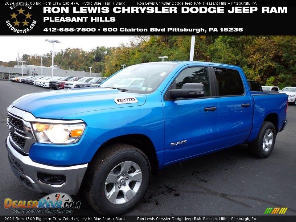 2024 Ram 1500 Big Horn Crew Cab 4x4 Hydro Blue Pearl / Black Photo #1