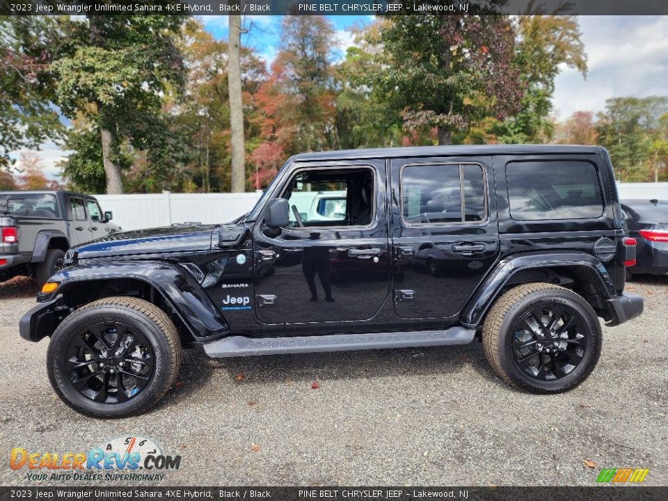 Black 2023 Jeep Wrangler Unlimited Sahara 4XE Hybrid Photo #3