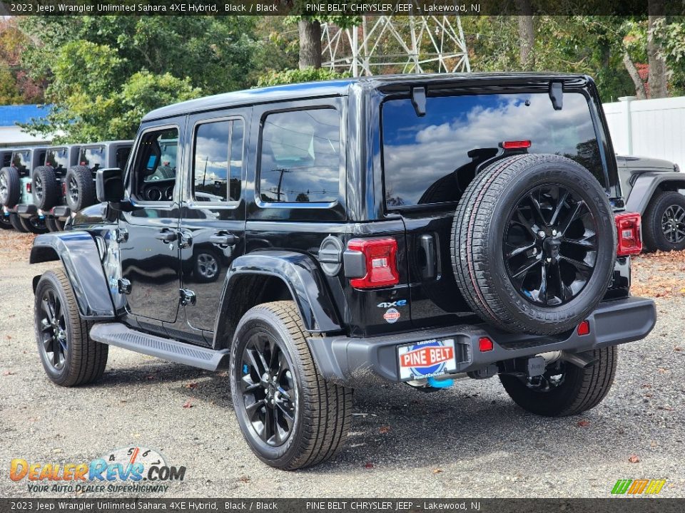 Black 2023 Jeep Wrangler Unlimited Sahara 4XE Hybrid Photo #4