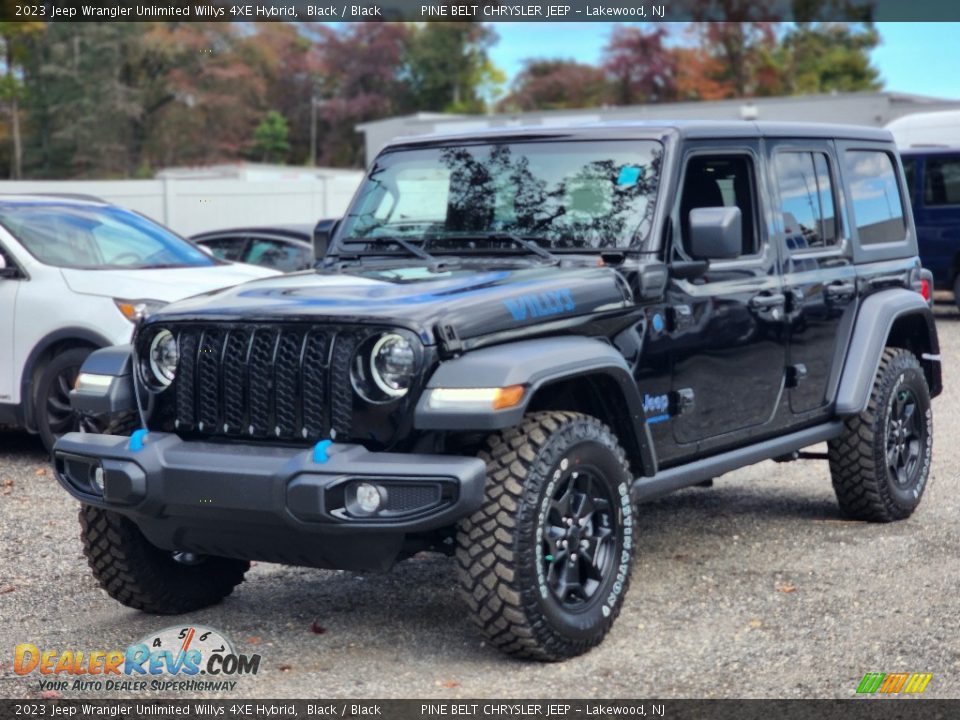 Black 2023 Jeep Wrangler Unlimited Willys 4XE Hybrid Photo #1