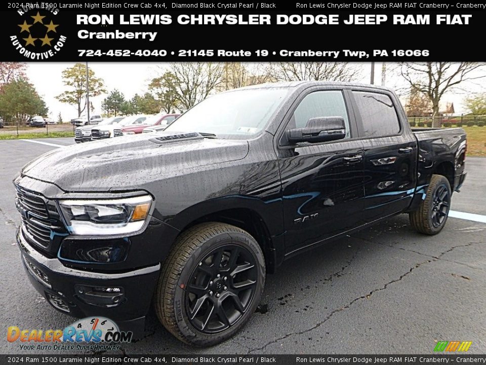 2024 Ram 1500 Laramie Night Edition Crew Cab 4x4 Diamond Black Crystal Pearl / Black Photo #1