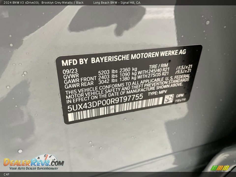 BMW Color Code C4P Brooklyn Grey Metallic