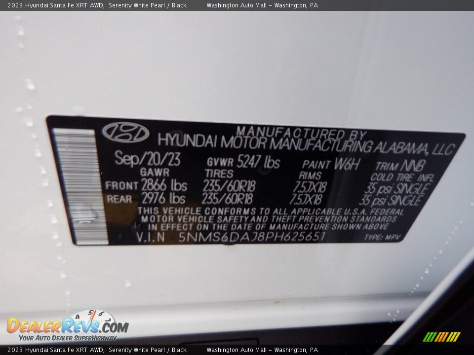 2023 Hyundai Santa Fe XRT AWD Serenity White Pearl / Black Photo #35