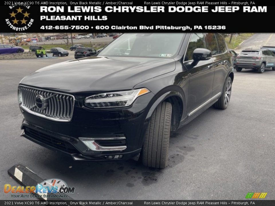 2021 Volvo XC90 T6 AWD Inscription Onyx Black Metallic / Amber/Charcoal Photo #1