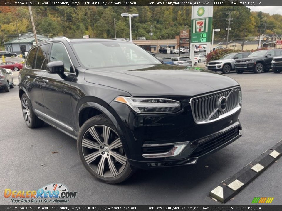 2021 Volvo XC90 T6 AWD Inscription Onyx Black Metallic / Amber/Charcoal Photo #2