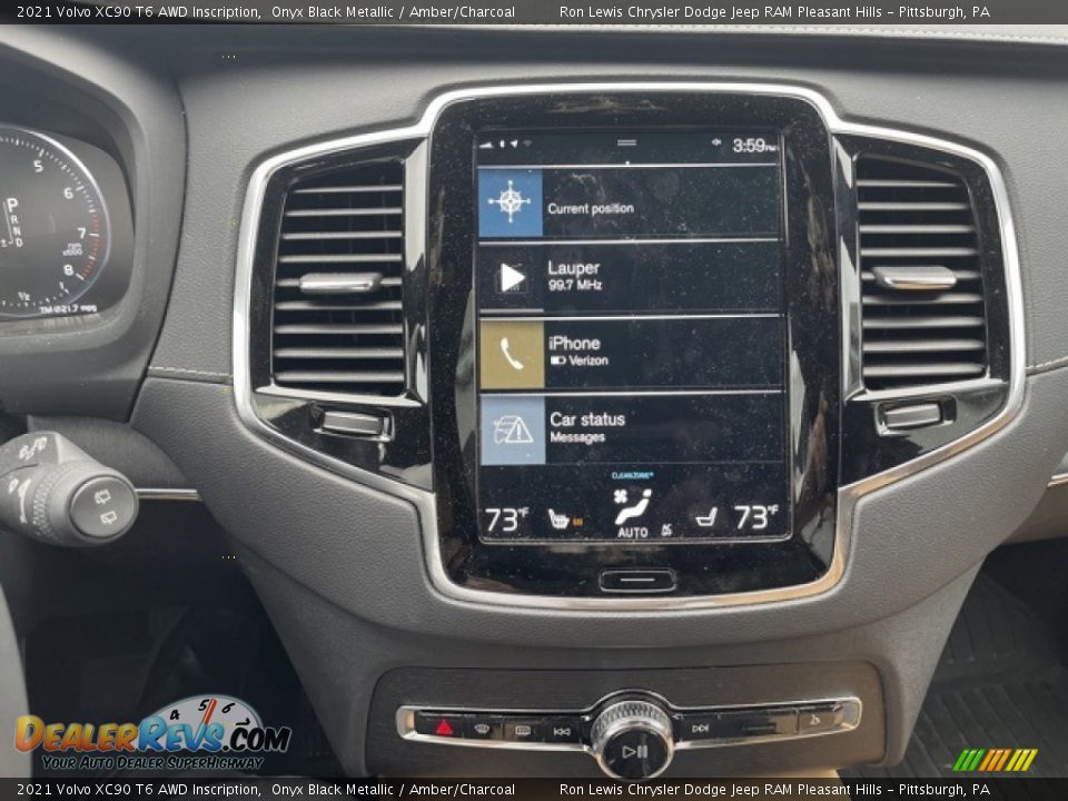 2021 Volvo XC90 T6 AWD Inscription Onyx Black Metallic / Amber/Charcoal Photo #7