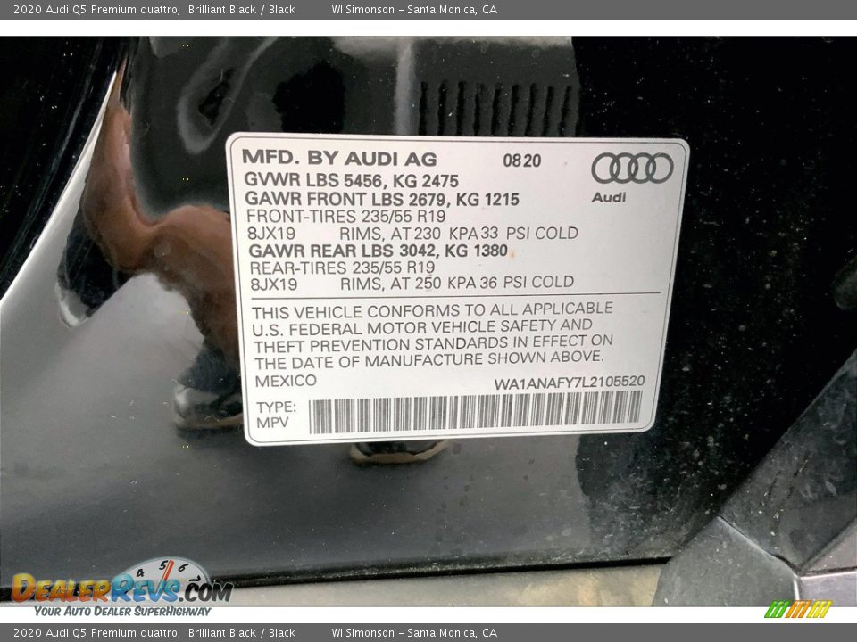 2020 Audi Q5 Premium quattro Brilliant Black / Black Photo #33