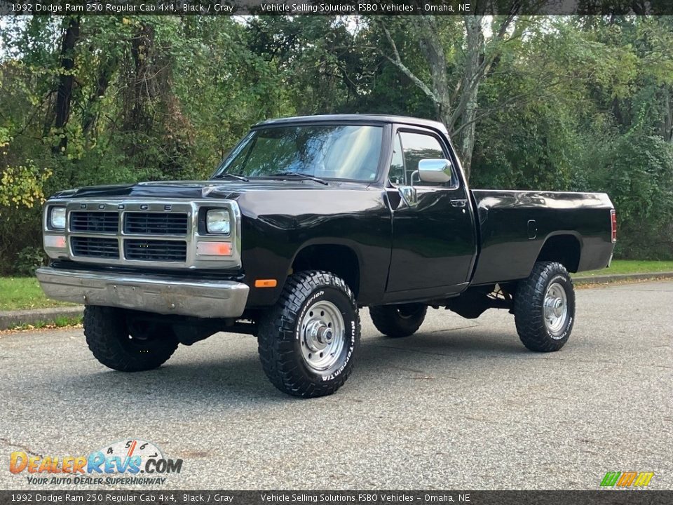 Black 1992 Dodge Ram 250 Regular Cab 4x4 Photo #4