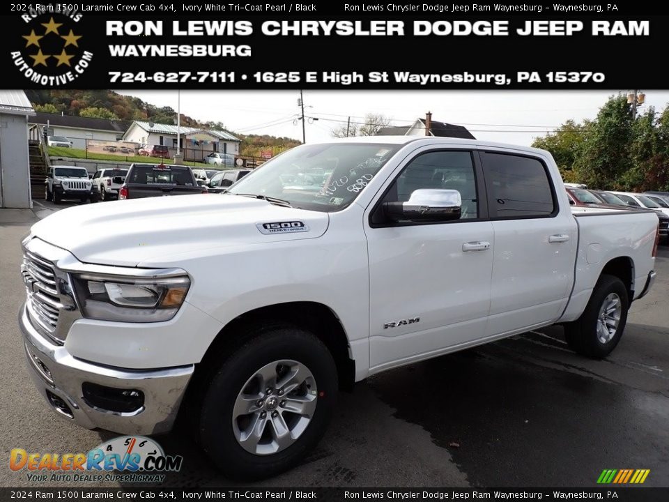 2024 Ram 1500 Laramie Crew Cab 4x4 Ivory White Tri-Coat Pearl / Black Photo #1