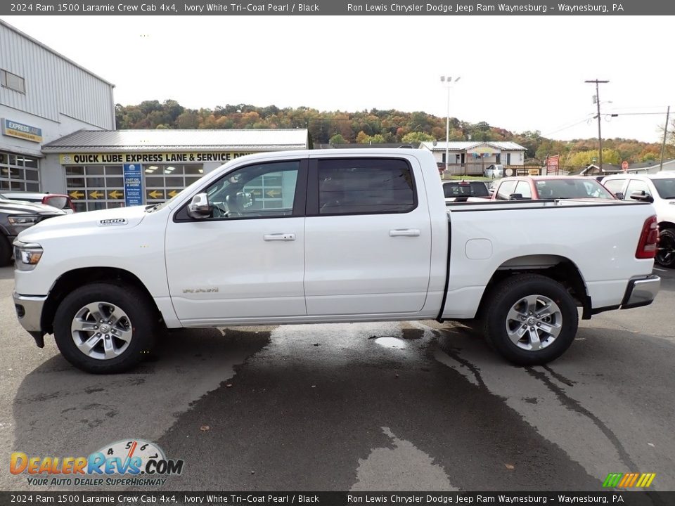 2024 Ram 1500 Laramie Crew Cab 4x4 Ivory White Tri-Coat Pearl / Black Photo #2