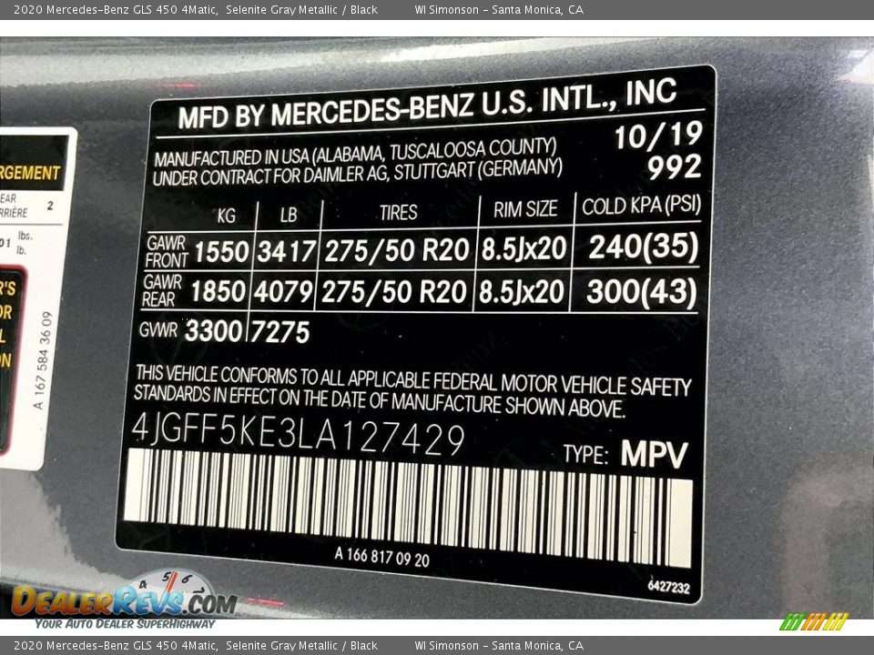 2020 Mercedes-Benz GLS 450 4Matic Selenite Gray Metallic / Black Photo #33