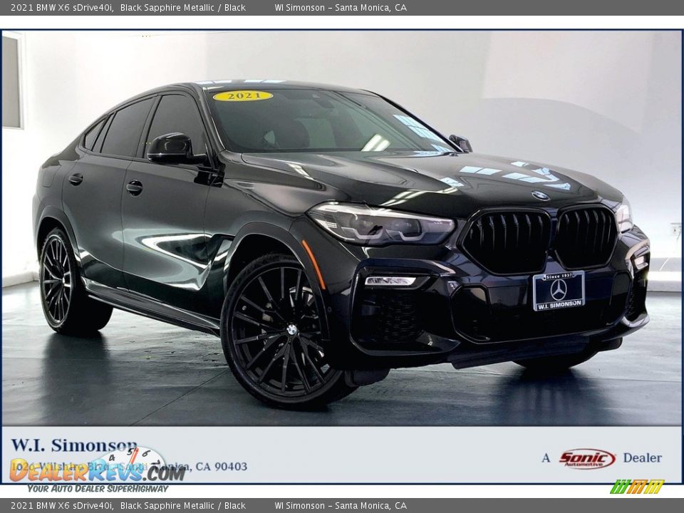 2021 BMW X6 sDrive40i Black Sapphire Metallic / Black Photo #1