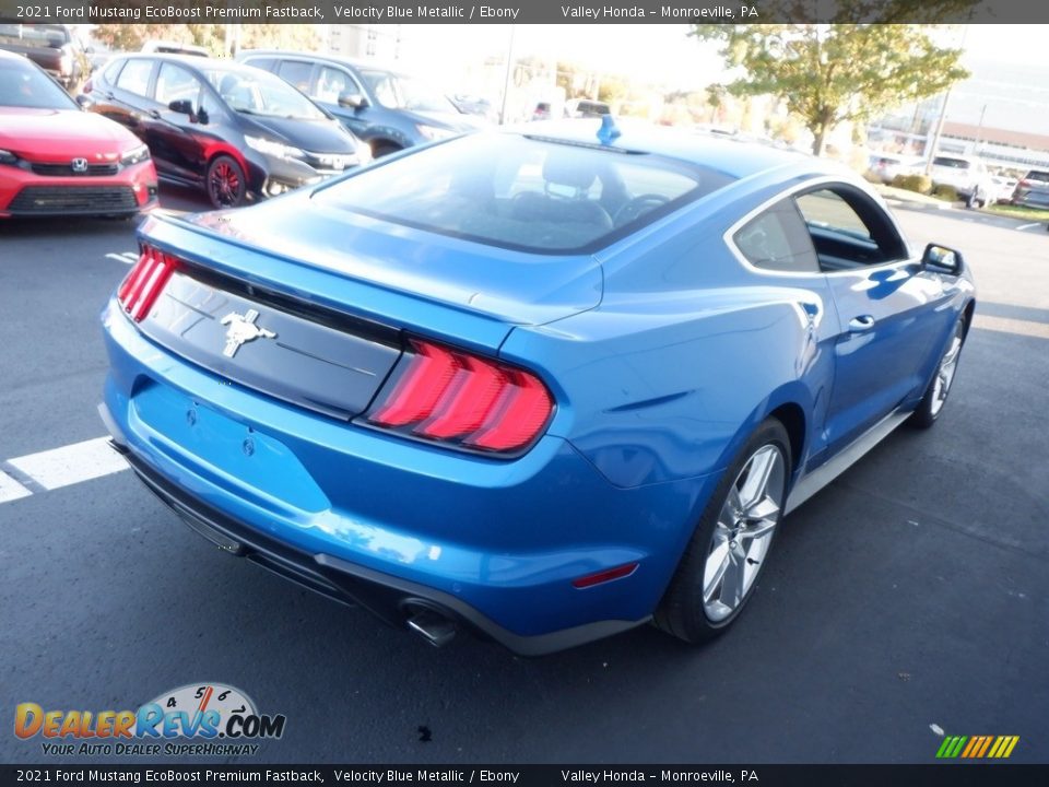 2021 Ford Mustang EcoBoost Premium Fastback Velocity Blue Metallic / Ebony Photo #5