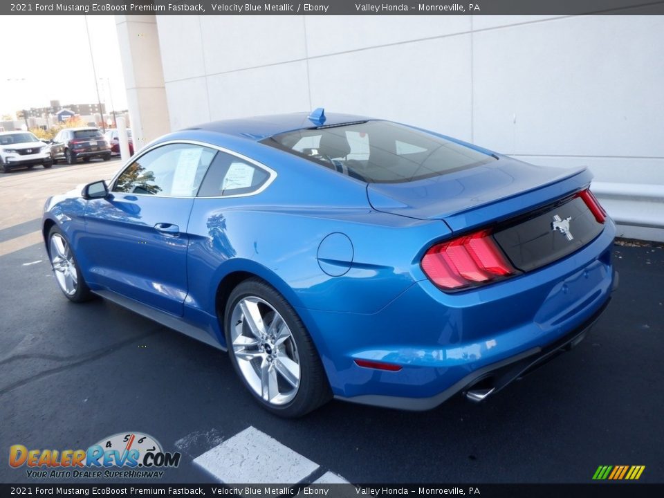 2021 Ford Mustang EcoBoost Premium Fastback Velocity Blue Metallic / Ebony Photo #8