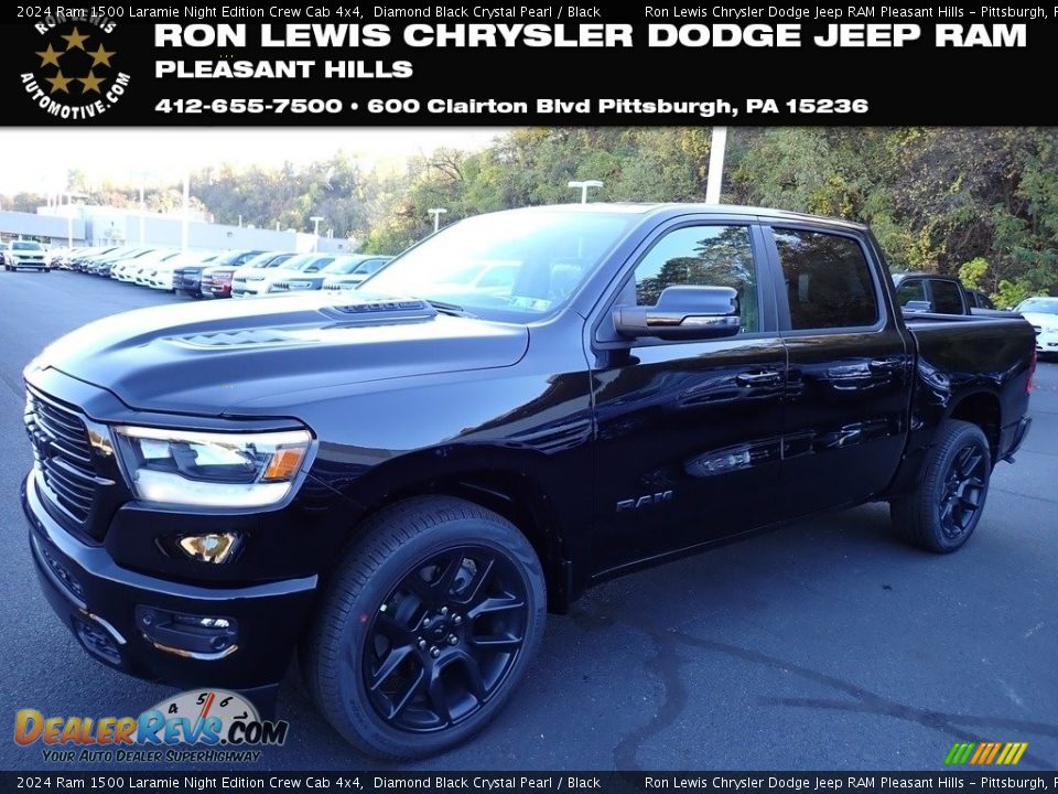 2024 Ram 1500 Laramie Night Edition Crew Cab 4x4 Diamond Black Crystal Pearl / Black Photo #1