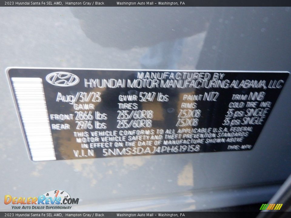 2023 Hyundai Santa Fe SEL AWD Hampton Gray / Black Photo #33