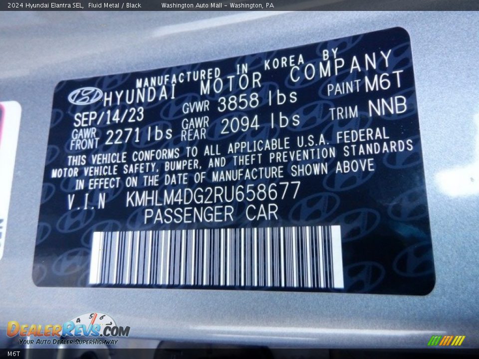 Hyundai Color Code M6T Fluid Metal