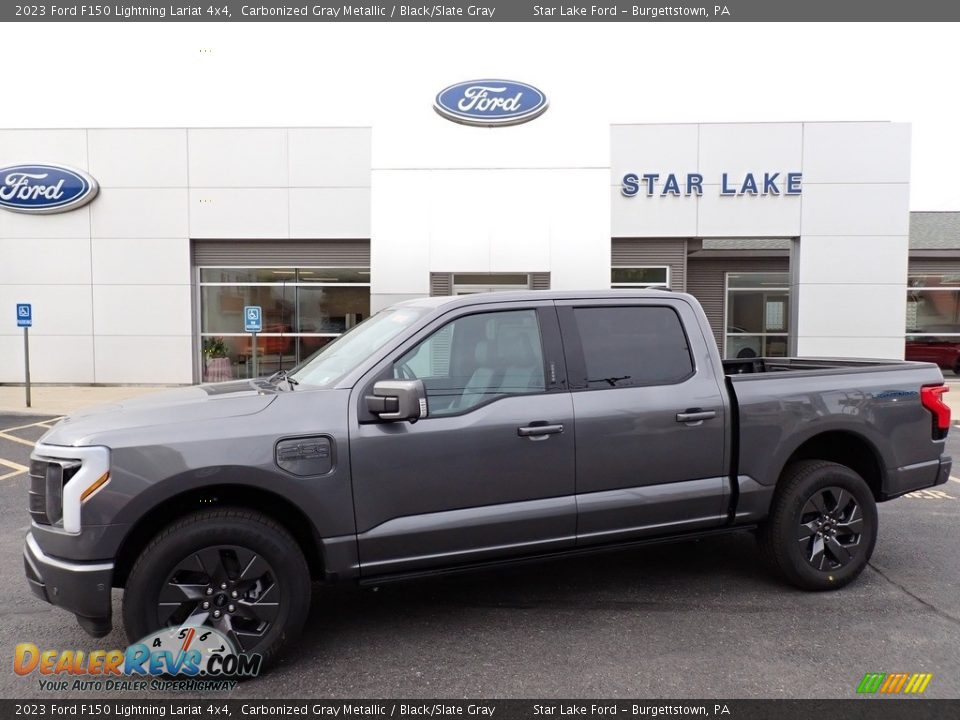 2023 Ford F150 Lightning Lariat 4x4 Carbonized Gray Metallic / Black/Slate Gray Photo #1