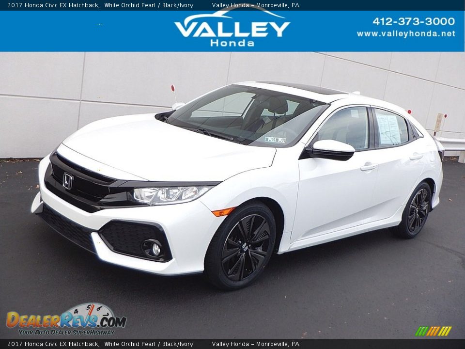 2017 Honda Civic EX Hatchback White Orchid Pearl / Black/Ivory Photo #1