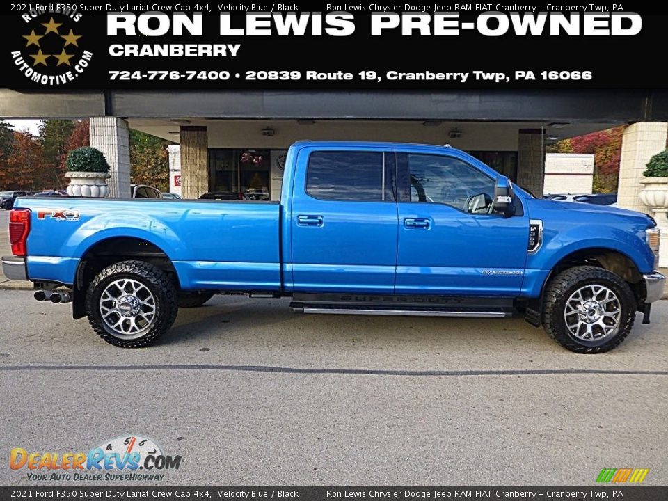 2021 Ford F350 Super Duty Lariat Crew Cab 4x4 Velocity Blue / Black Photo #1