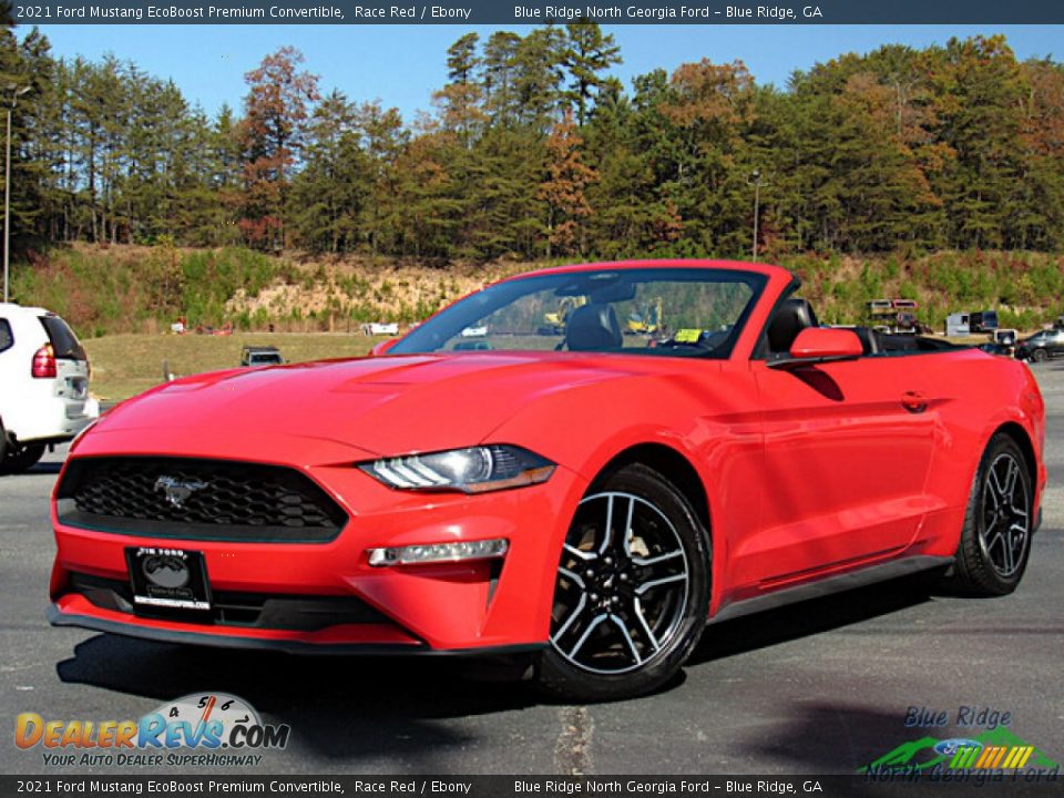 Front 3/4 View of 2021 Ford Mustang EcoBoost Premium Convertible Photo #1