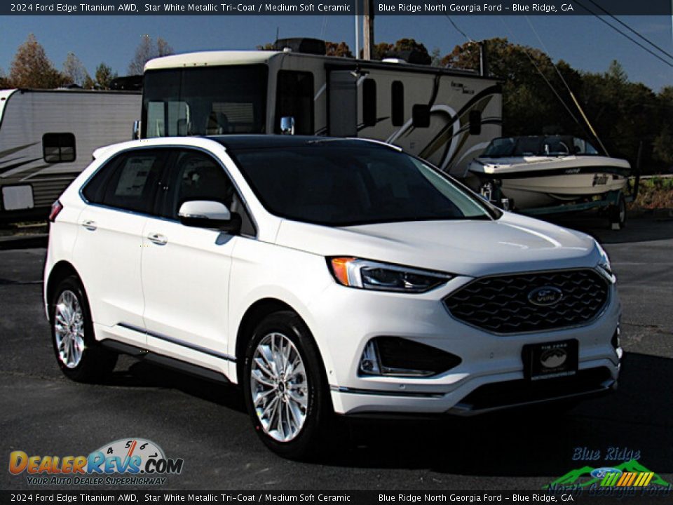 2024 Ford Edge Titanium AWD Star White Metallic Tri-Coat / Medium Soft Ceramic Photo #8