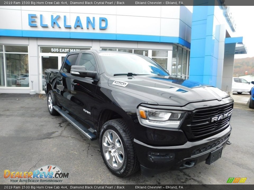 2019 Ram 1500 Big Horn Crew Cab 4x4 Diamond Black Crystal Pearl / Black Photo #4