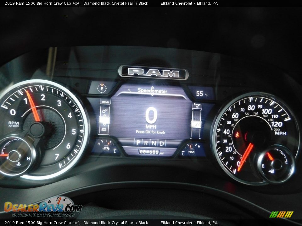 2019 Ram 1500 Big Horn Crew Cab 4x4 Diamond Black Crystal Pearl / Black Photo #28