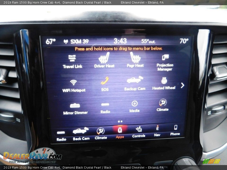 2019 Ram 1500 Big Horn Crew Cab 4x4 Diamond Black Crystal Pearl / Black Photo #31