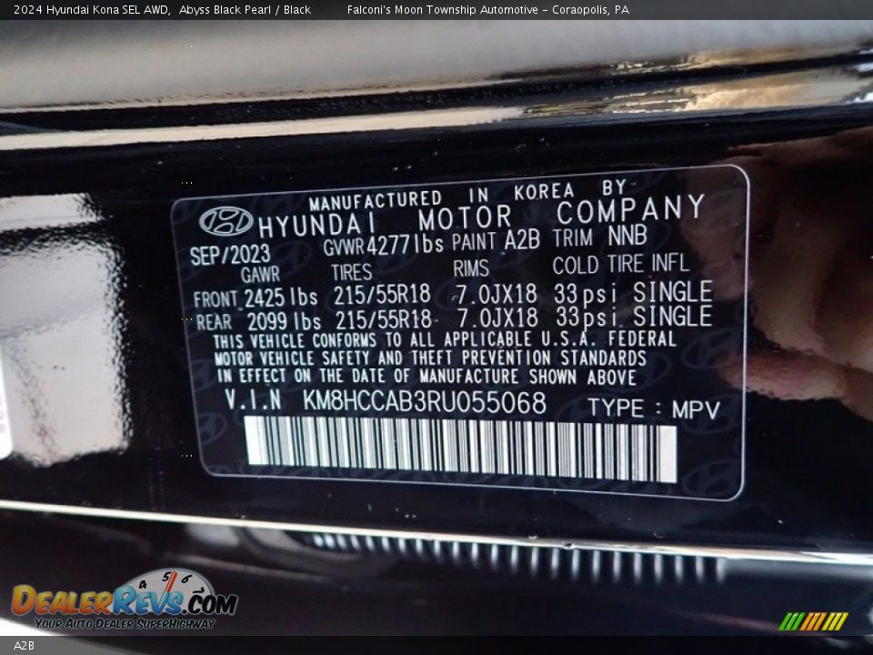 Hyundai Color Code A2B Abyss Black Pearl
