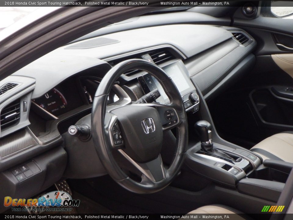 2018 Honda Civic Sport Touring Hatchback Polished Metal Metallic / Black/Ivory Photo #12