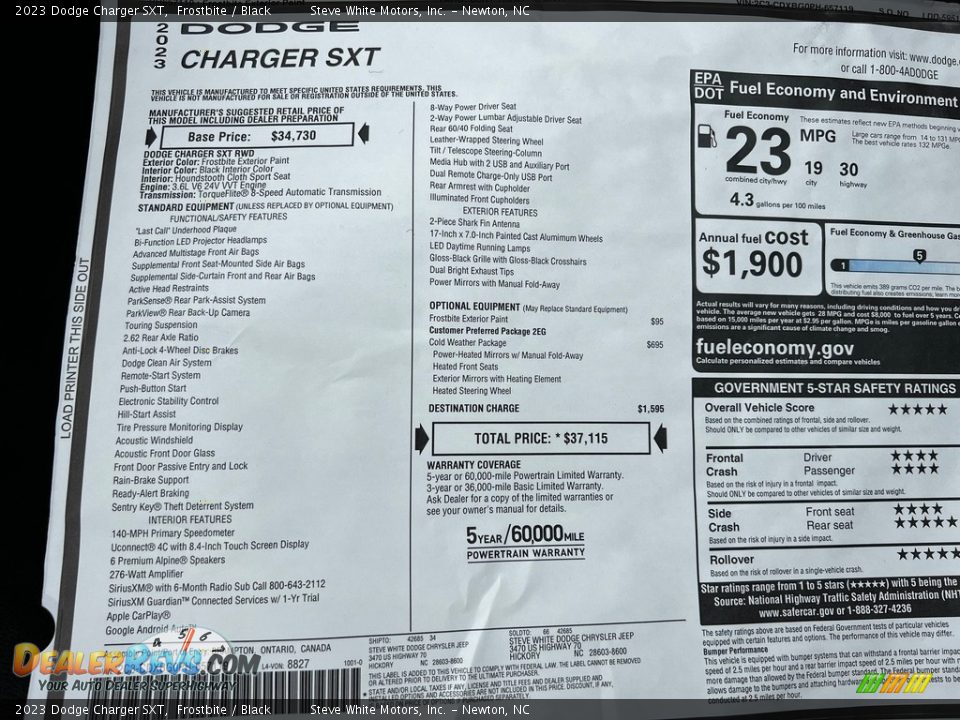 2023 Dodge Charger SXT Window Sticker Photo #27