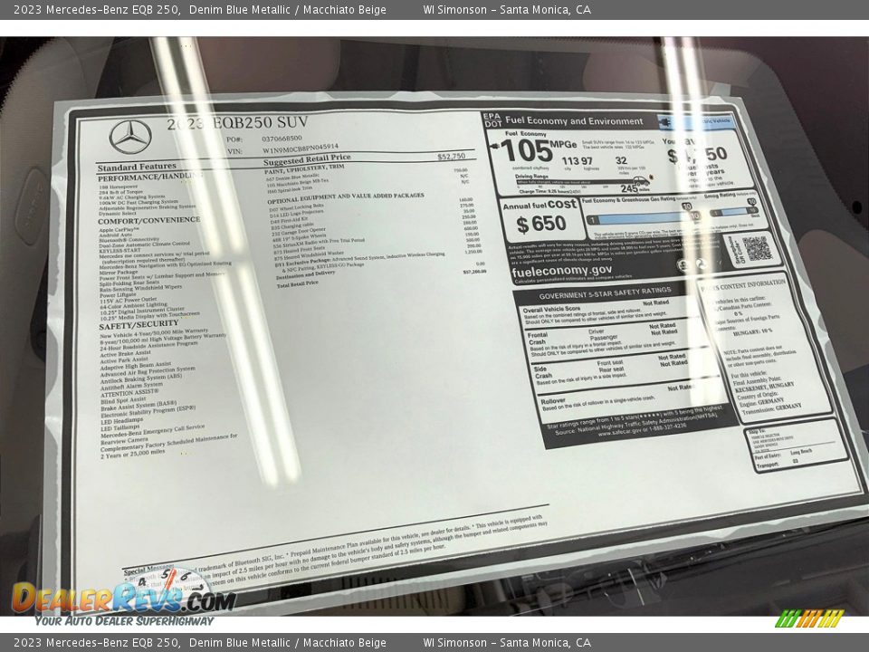 2023 Mercedes-Benz EQB 250 Window Sticker Photo #13