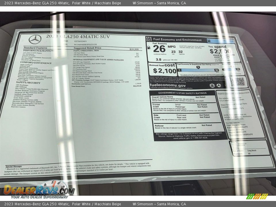 2023 Mercedes-Benz GLA 250 4Matic Window Sticker Photo #13