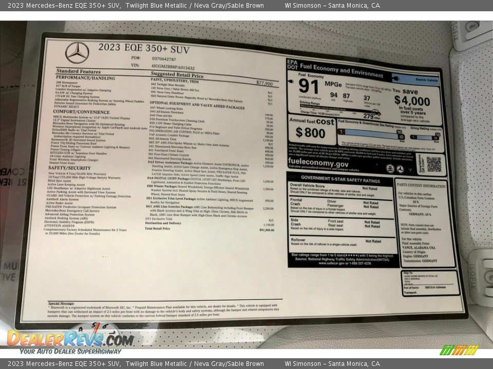 2023 Mercedes-Benz EQE 350+ SUV Twilight Blue Metallic / Neva Gray/Sable Brown Photo #12