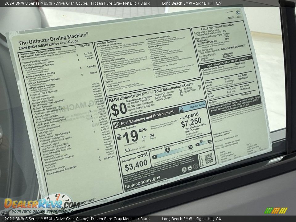 2024 BMW 8 Series M850i xDrive Gran Coupe Window Sticker Photo #25