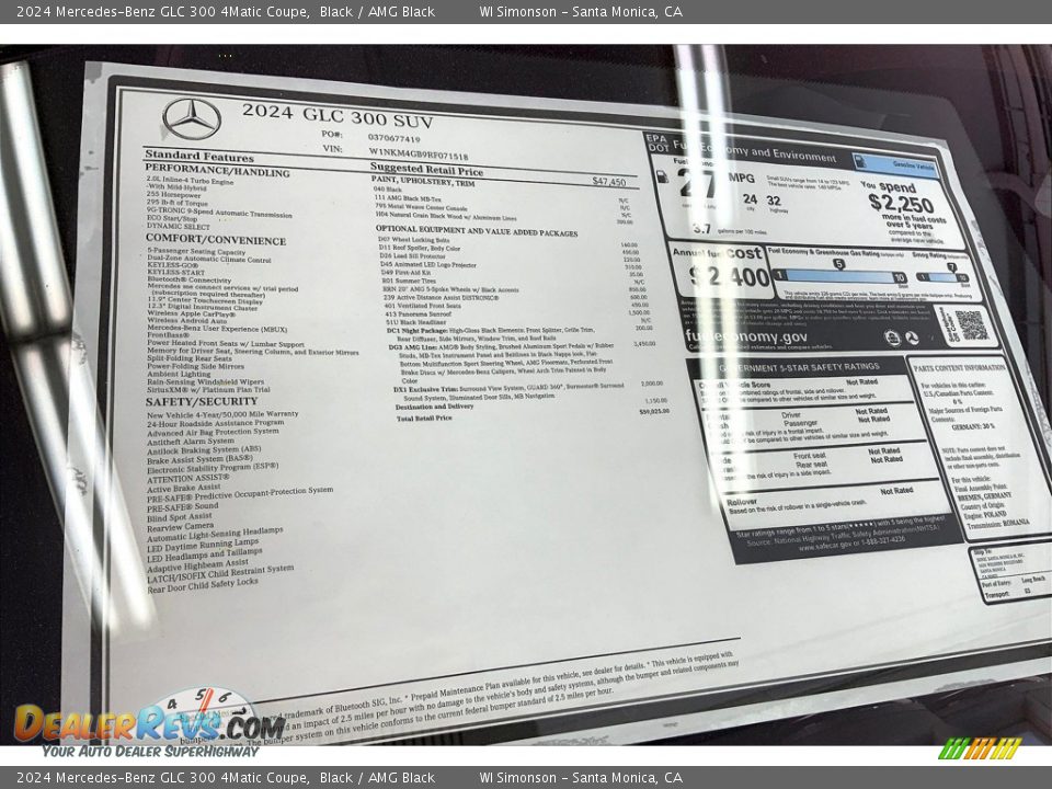 2024 Mercedes-Benz GLC 300 4Matic Coupe Window Sticker Photo #13