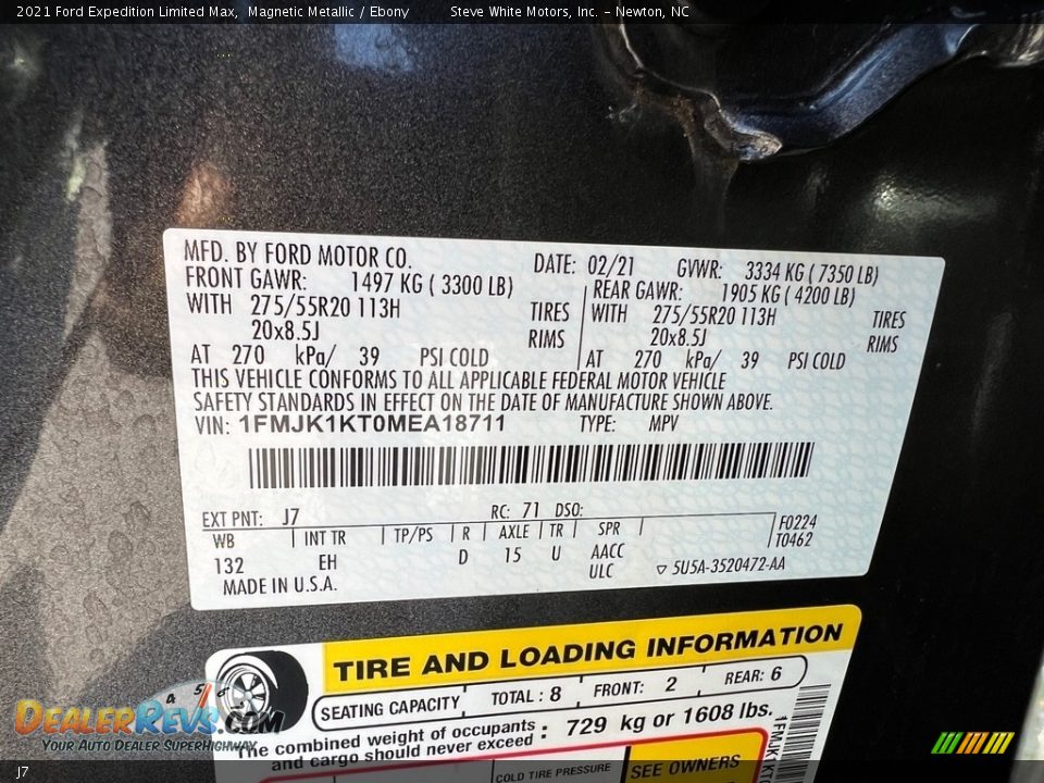 Ford Color Code J7 Magnetic Metallic