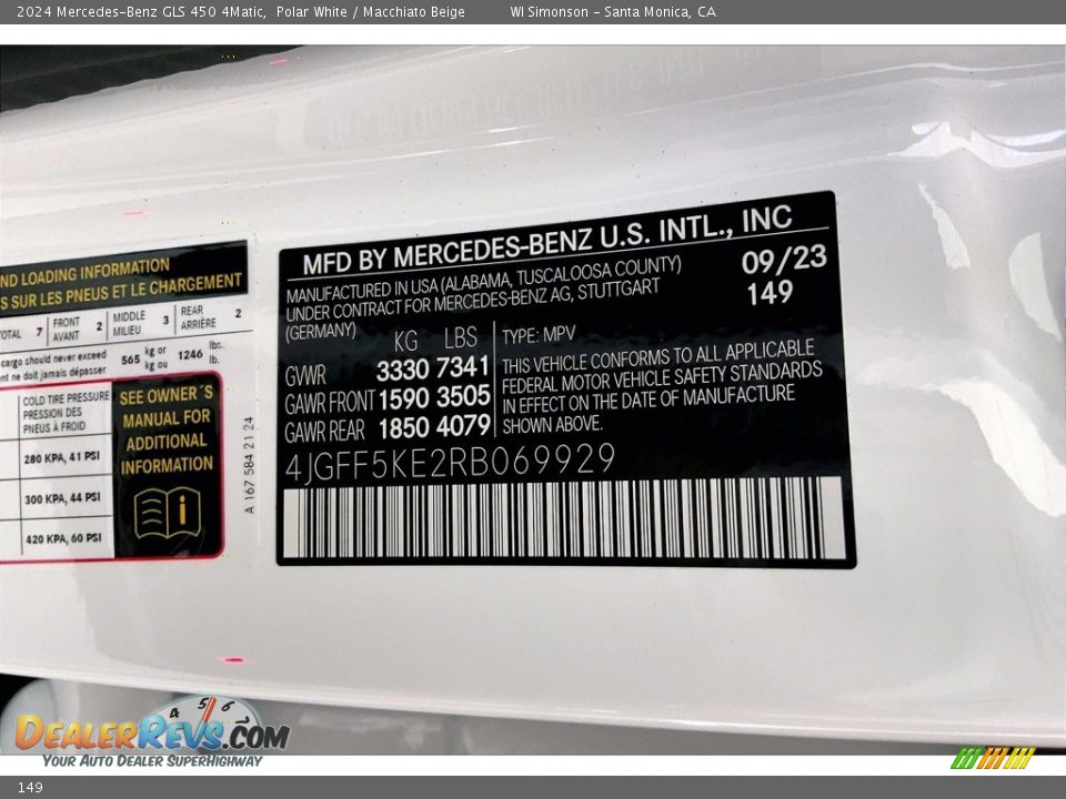 Mercedes-Benz Color Code 149 Polar White