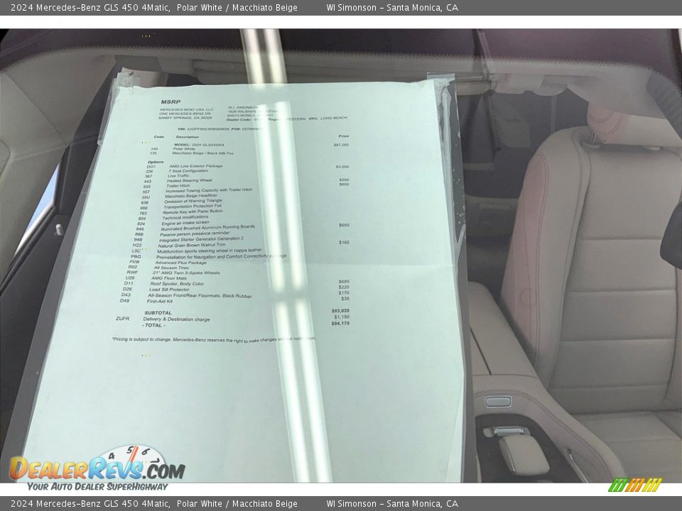 2024 Mercedes-Benz GLS 450 4Matic Polar White / Macchiato Beige Photo #13