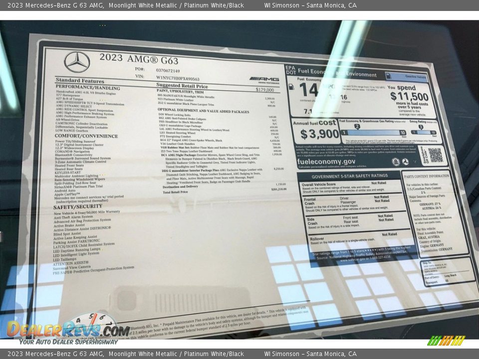 2023 Mercedes-Benz G 63 AMG Window Sticker Photo #13