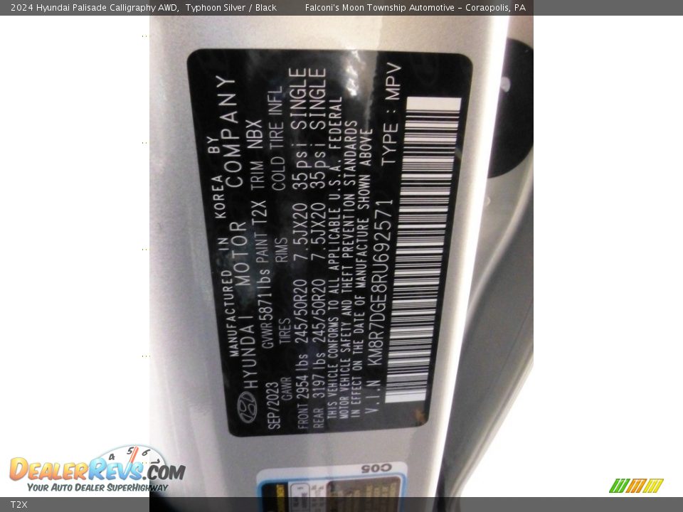 Hyundai Color Code T2X Typhoon Silver