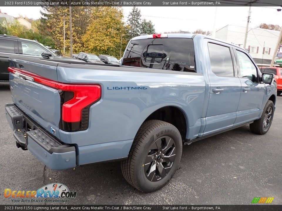 2023 Ford F150 Lightning Lariat 4x4 Azure Gray Metallic Tri-Coat / Black/Slate Gray Photo #6